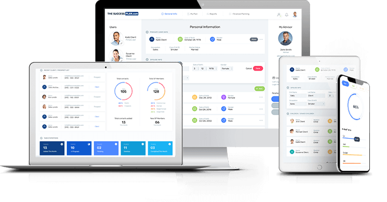 Multiple devices with Success Plan dashboard on their screens